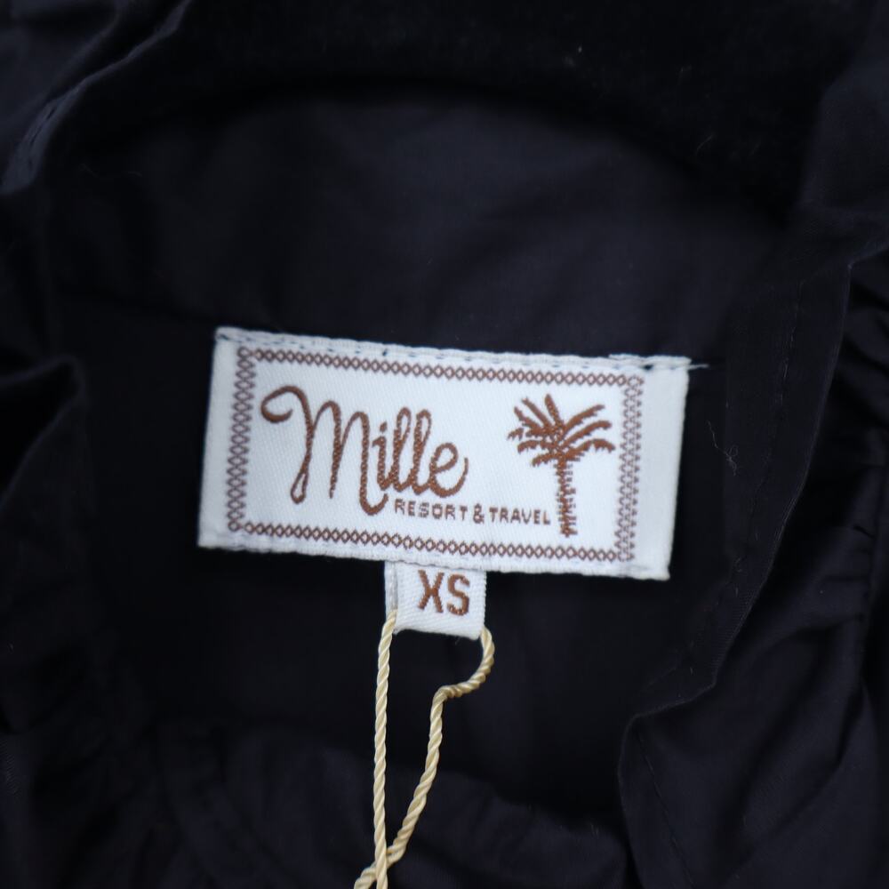Mille Jolie Top Black Cotton Poplin Blouse Ruffled Bib Button Front Women's XS - Picture 9 of 10